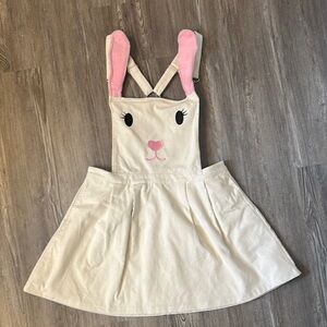 Sugar Thrillz Cream and Pink Bunny pinafore Dress